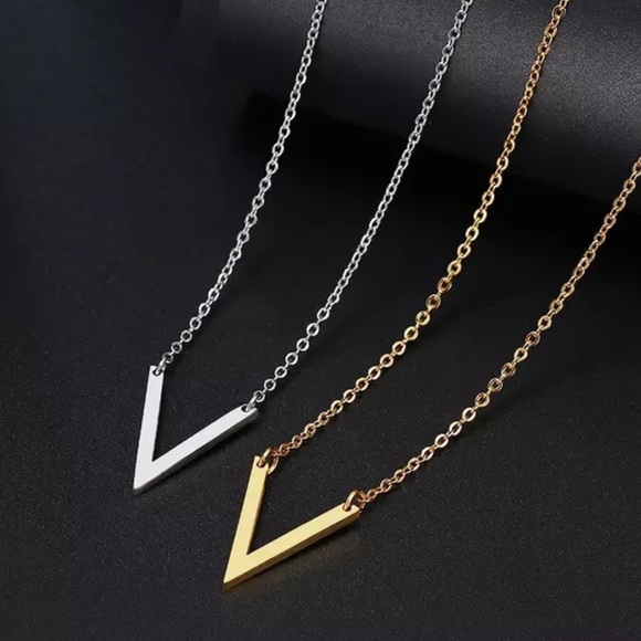 Stainless Steel Necklace V Pendant Necklace - Picture 2 of 5